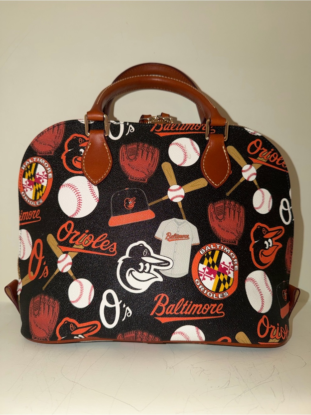 Dooney & Bourke Black & Orange Baltimore Orioles Dome Satchel - Picture 2 of 11